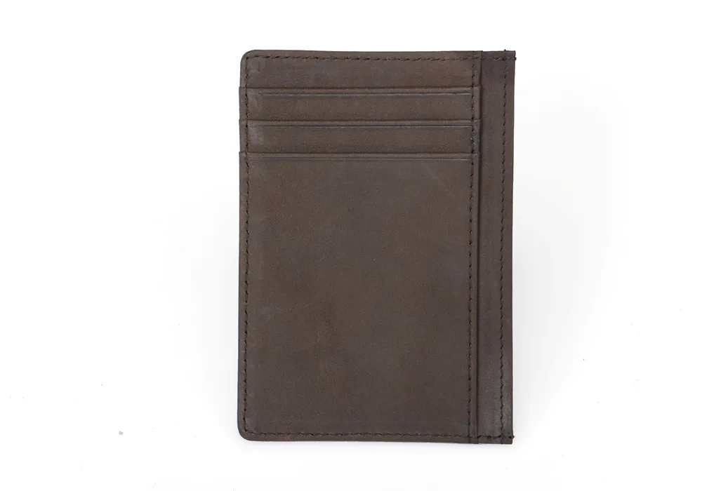 Wholesale custom men crazy horse genuine leather atm bank card coin holder rfid credit card holder wallet