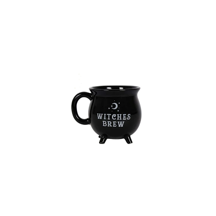 Custom Creative Ceramic Witches Brew Cauldron Mugs Black porcelain mugs