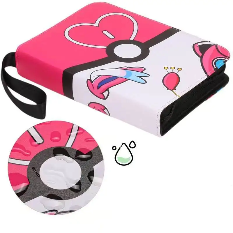 400 4 Pockets PU leather Pokemoned Card Holder Charizard 50 pages Collector Book Trading Card Game Collection Folder with Zipper
