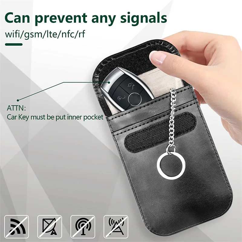 Wholesale Custom Logo PU Leather Faraday Rfid Block Pouch Car Key Fob Protective Case Signal Blocking Car Key Pouch
