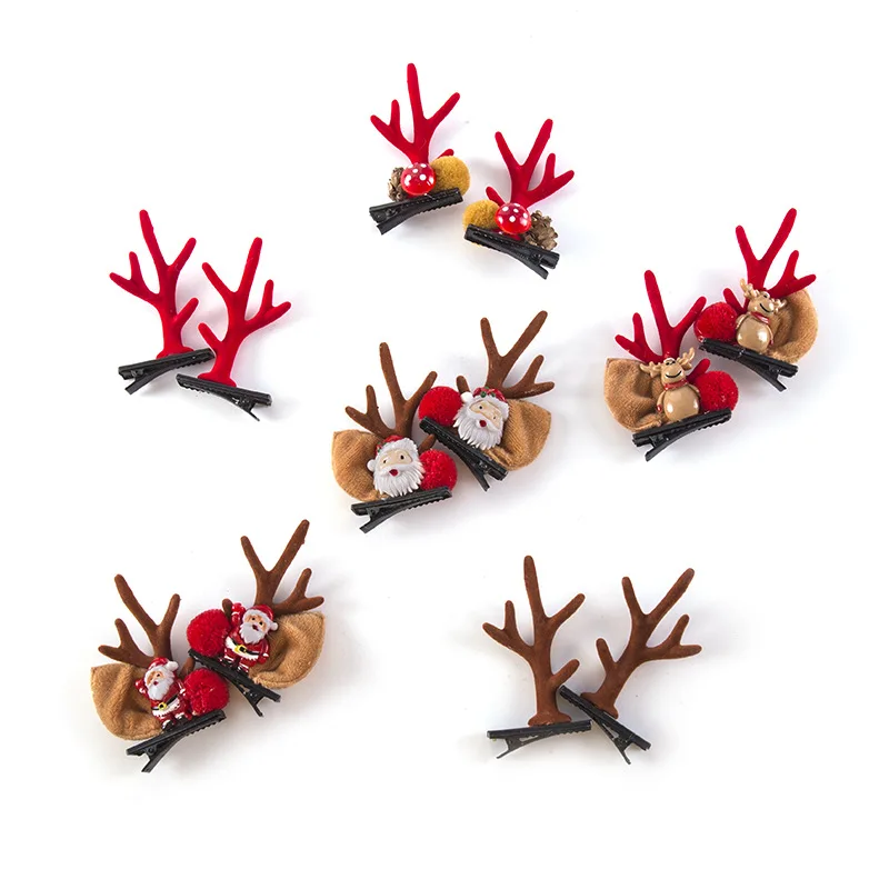 Lovely Merry Christmas Elk Hairpin Antler Deer Horn Hair Clip for Children
