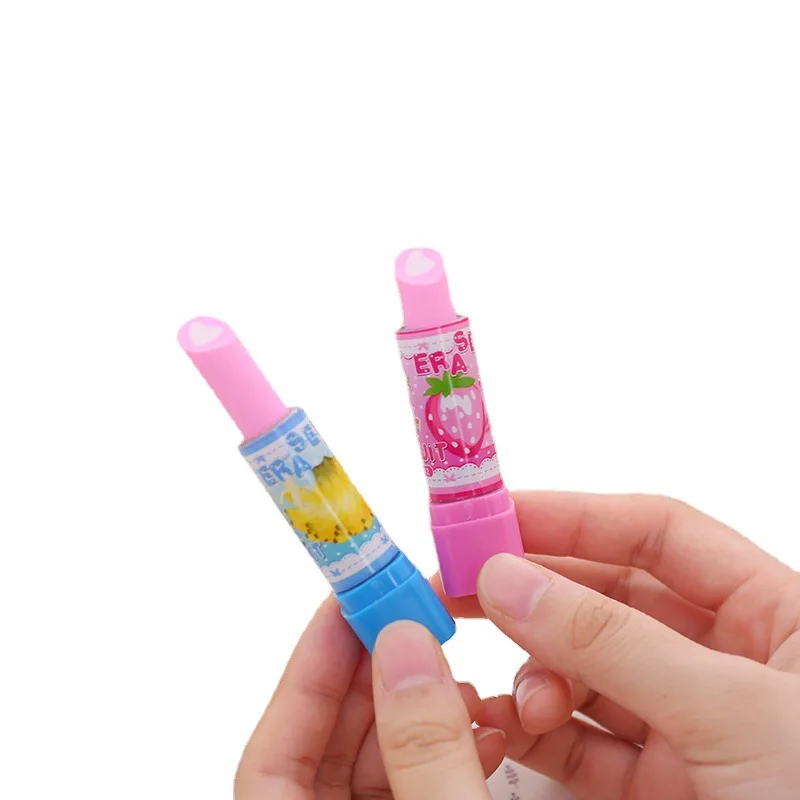 Lipsticks design eraser cartoon children stationary fruit pattern school supplies for student