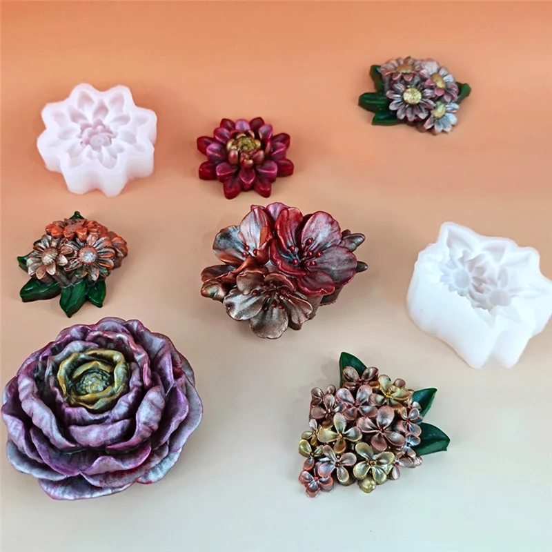 New Molds For Resin Crystal Drop Glue Multiple Flower Molds DIY Rose Osmanthus Orchid Peony Molds For Resin Art