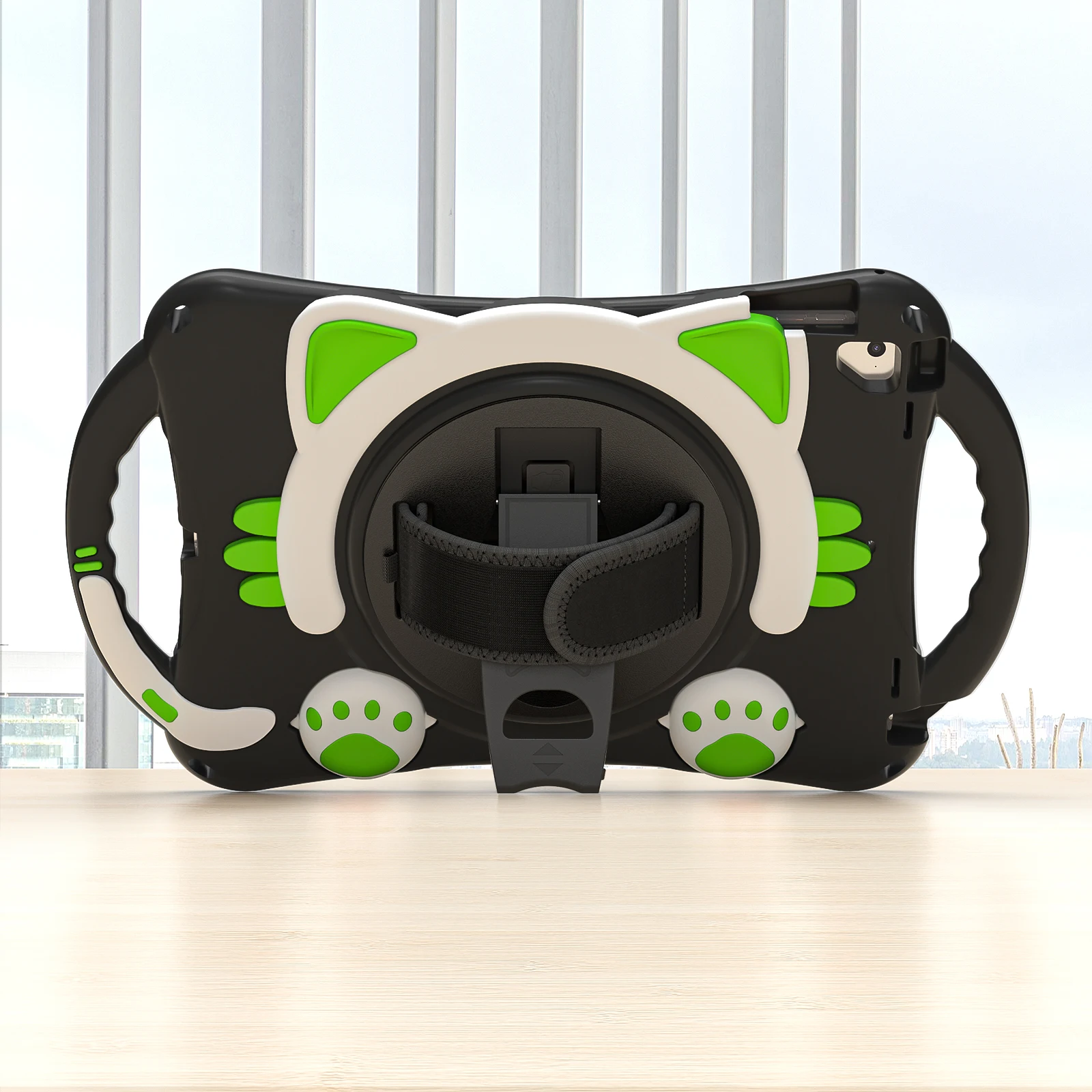 Лидер продаж, милый силиконовый Детский защитный чехол с вращающимся на 360 градусов ремешком на руку для планшета iPad 9,7