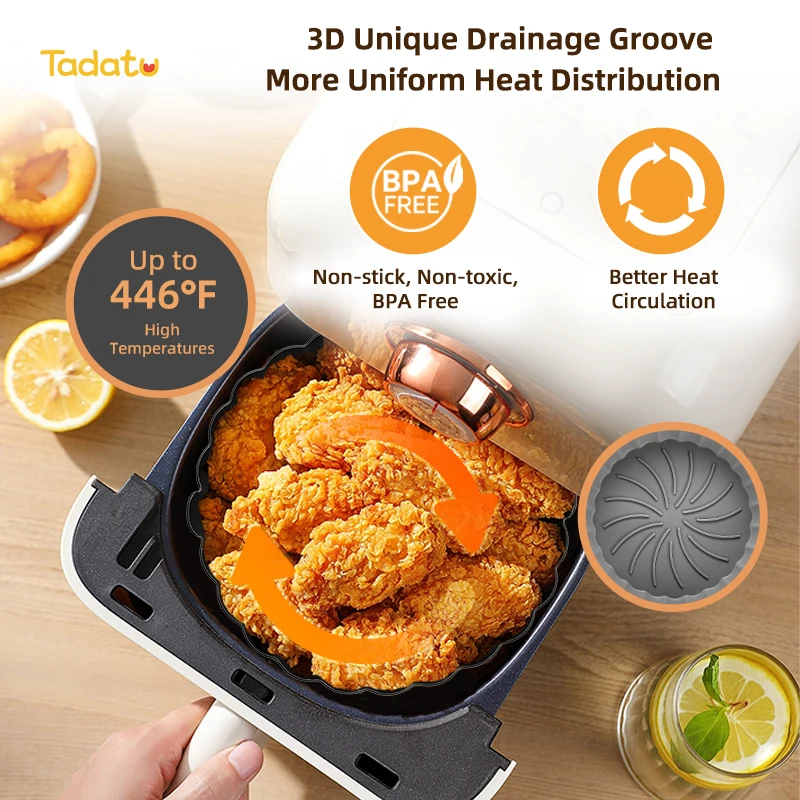 8inch Food Grade Silicone Airfryer Liners Baking Basket Accessories Reusable Air Fryer Silicone Liners Air Fryer Silicone Pot