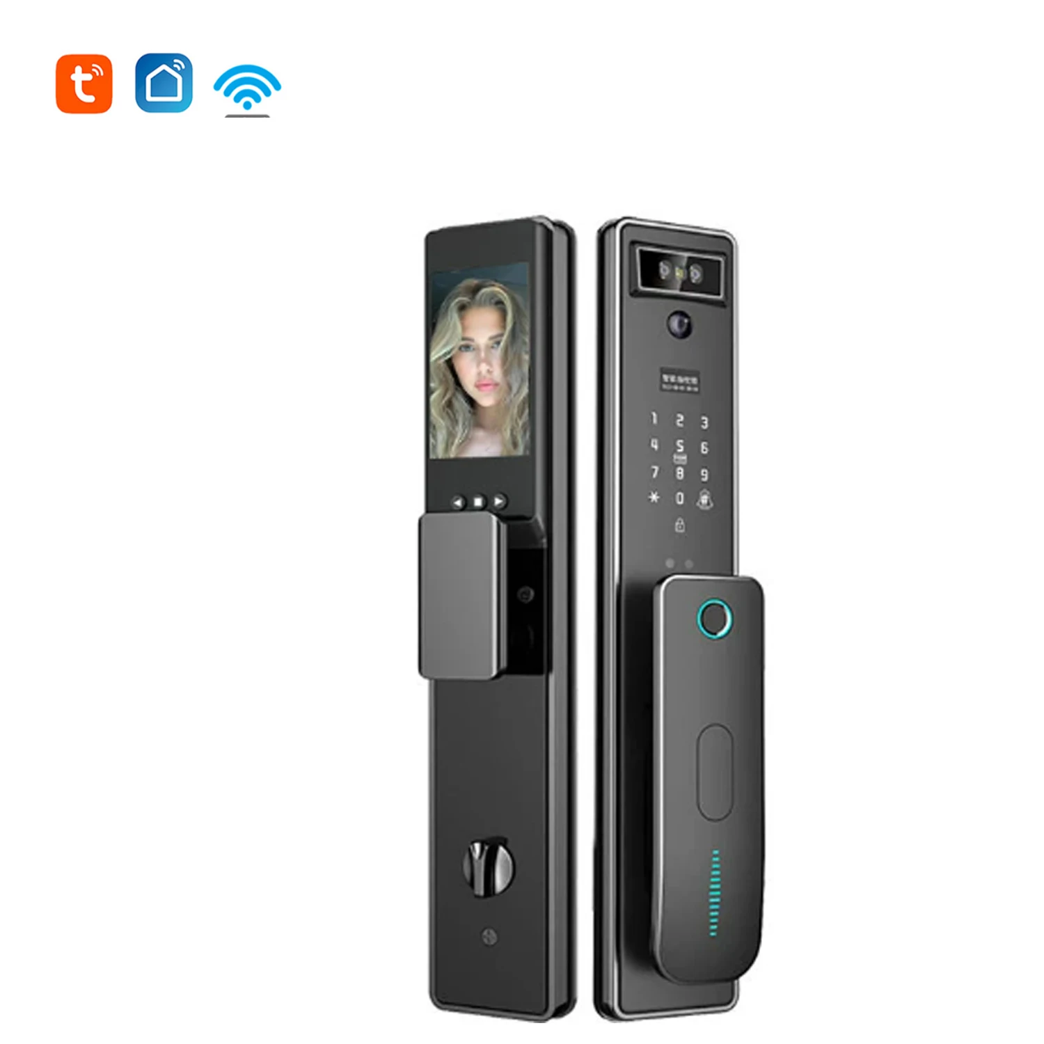 Tuya Wifi Smart Door Lock 3D Face Recognition Electronic Automation Smart Lock With Password IC Card Key Unlock Way