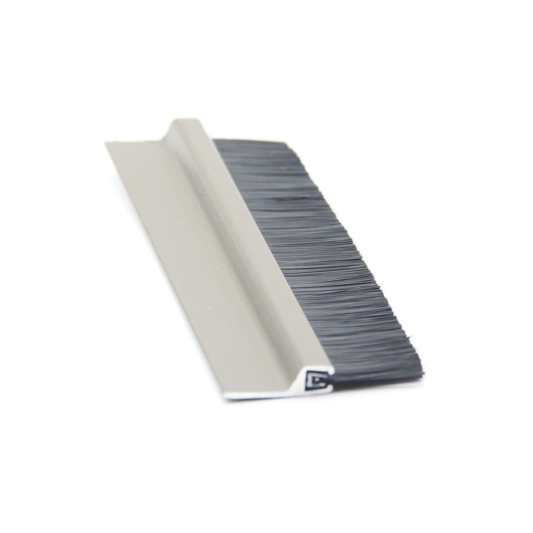 Brown metal Nylon Bristle brush strip sweep for door bottom/gate