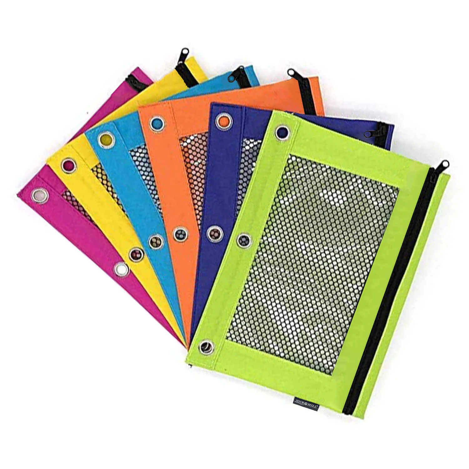 factory BSCI 600D Polyester 3-Ring Binder Zippered Pencil Pouch with Clear Window Colorful Pencil Case