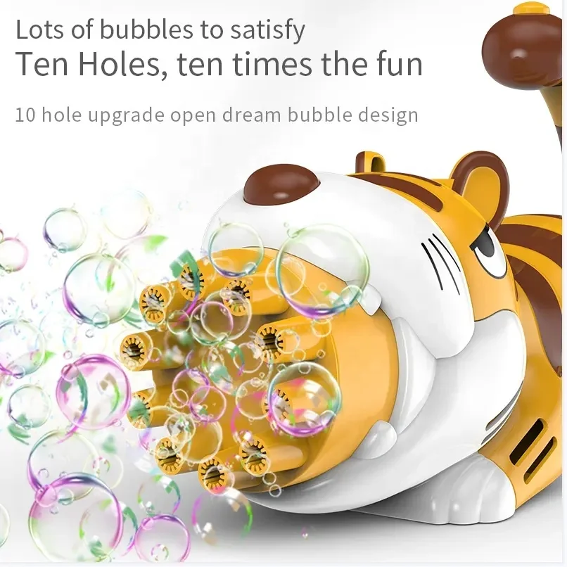 New Design Cartoon Animal Bubble Toys Tiger Bubble Gun Machine For Kids