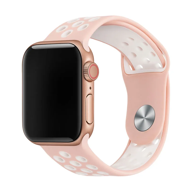  Эластичный дышащий силиконовый спортивный ремешок для apple watch с ремешком на запястье 42/38/44/40 мм Универсальный series