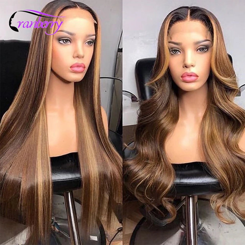 100% Virgin Brazilian Human Hair Frontal Wig 10A Grade Highlight Wigs Ombre Piano Color Human Hair Hd Lace Front Wigs