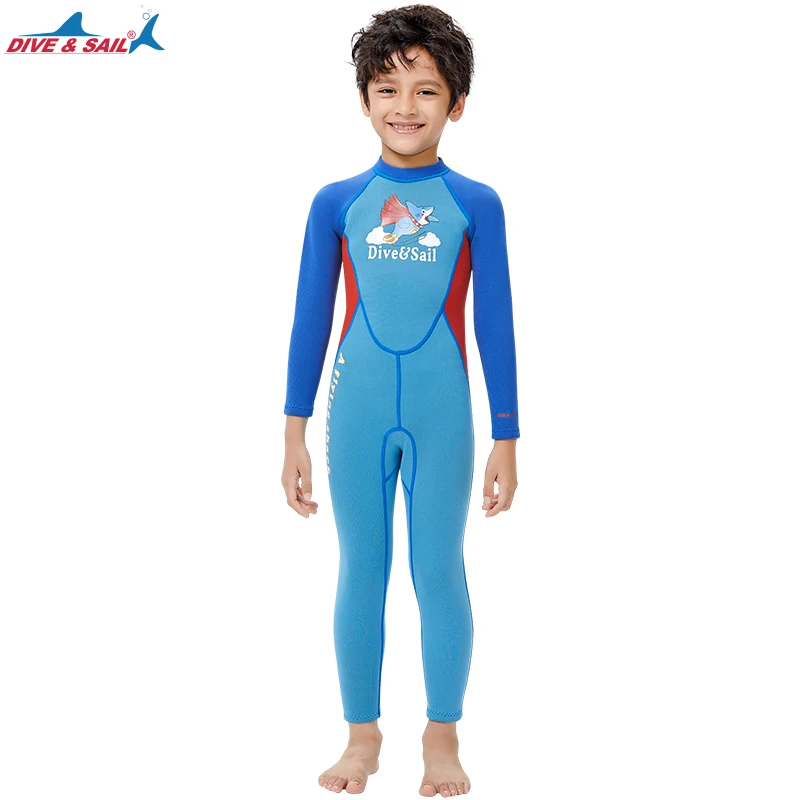 Kids Wetsuits Neoprene 2.5mm Thick Long Sleeve Wram Swimwear Diving Suit Boys One Piece UV Protection Wetsuit For Water Sports