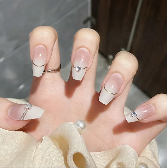 2022 Wholesale Faux Ongles Cheap Nails Arc French Styles Nails Long Coffin Custom Luxury Artifical Fingernails French Nails