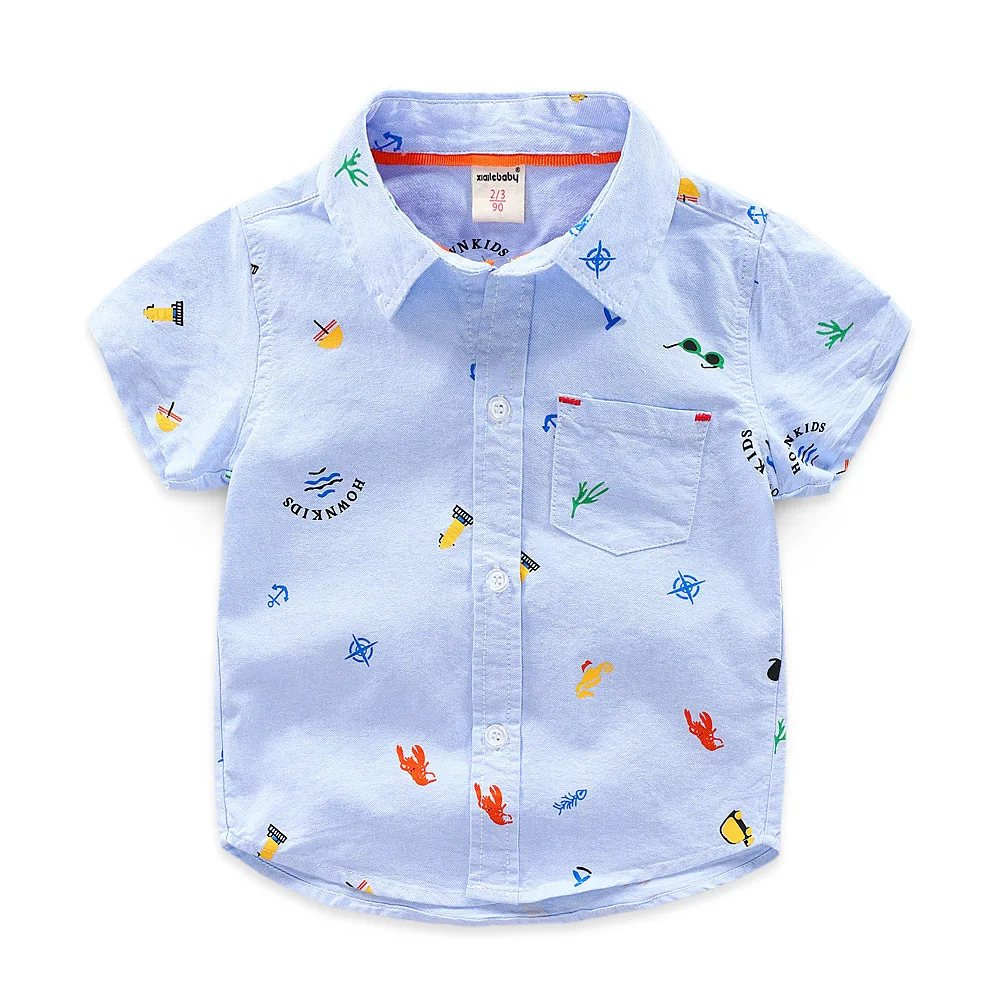 
Wholesale Price Cartoon Baby Boys Short-Sleeved Pocket Shirts 