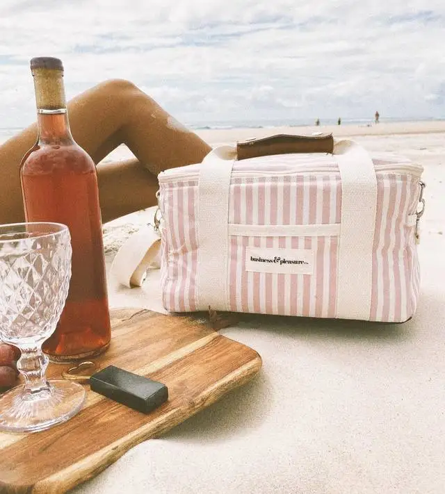 2023 Wholesale large Insulation print lining beach cooler bag soft non woven canvas picnic reusable ice cooler bag for food wine