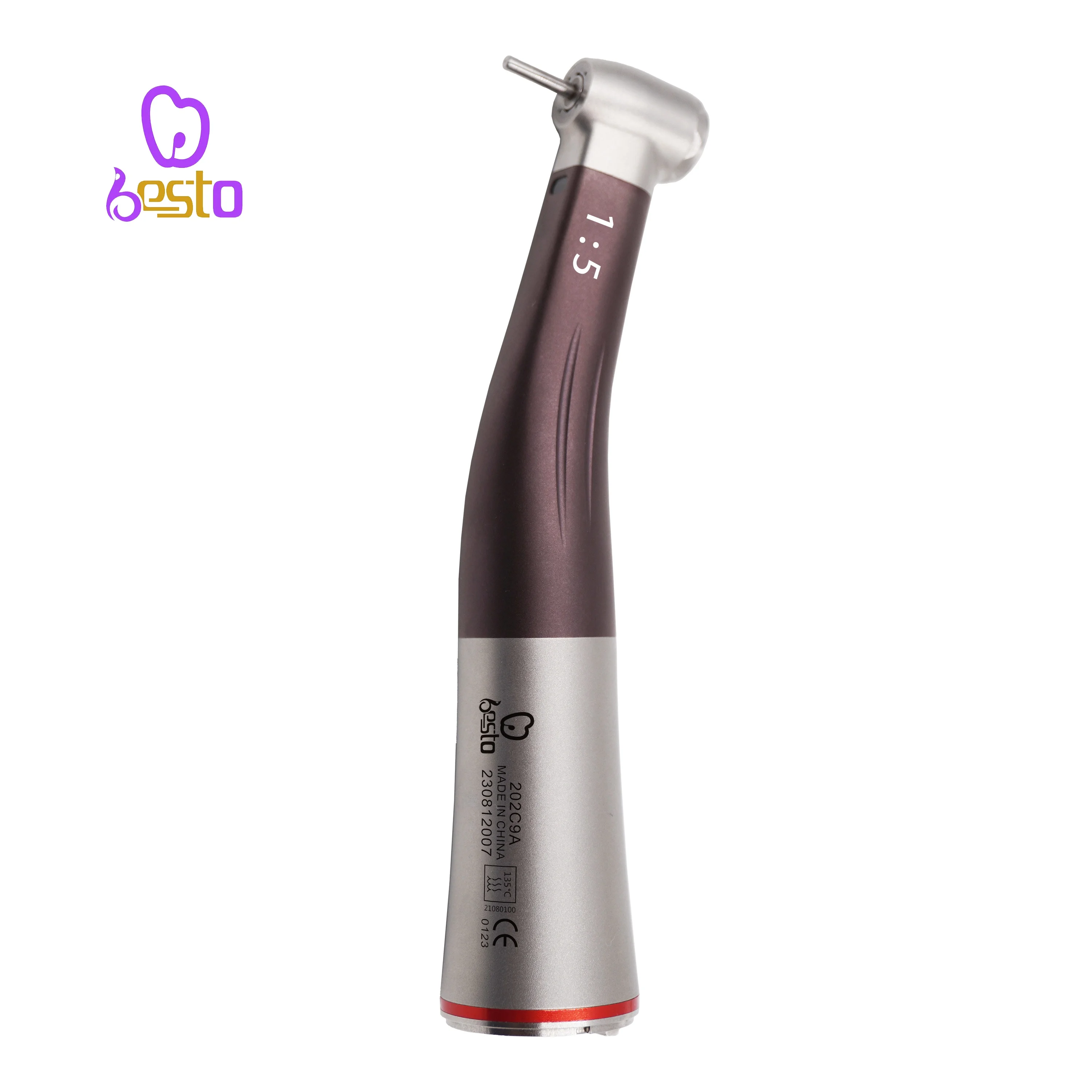 Стоматологический наконечник коричневого цвета 1:5 волоконно-оптический увеличивающийся 4 Спрей для воды контрас низкоскоростной наконечник для электродвигателя