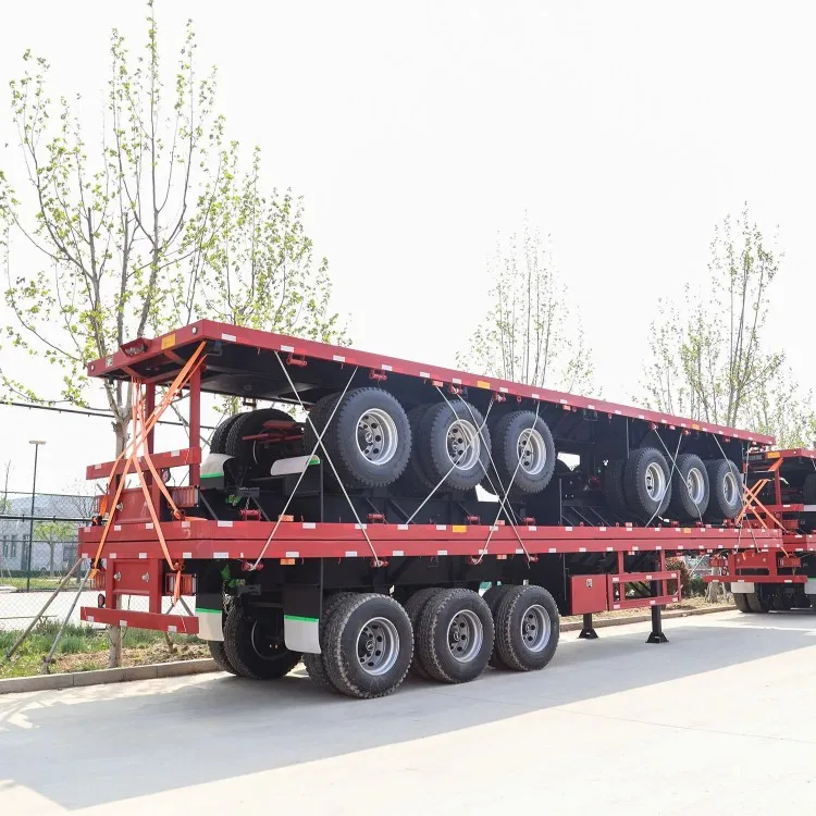 High Quality 3 Axle 20FT 40FT Flat Bed Deck Semi Trailer Good Condition Container Flatbed Semi Truck Trailers for Sale Tanzania