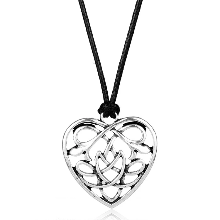 Винтажный кулон в виде сердца, скандинавский узел, амулет, кулон, ожерелье унисекс