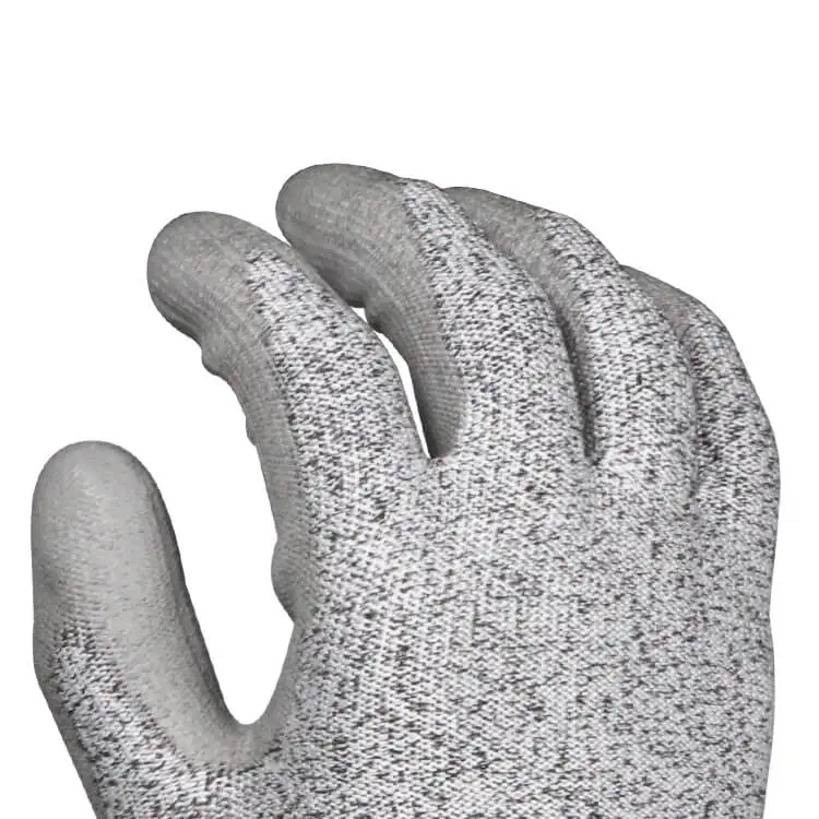 MaxiPact Palm Coated PU Cut Resistant Flexible Safety Work Gloves PU Coated Grey Liner Gloves For Work Anti Cut Gloves