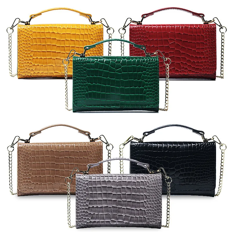 New Fashion Style Clutch Wallet Bag Crocodile Pattern Leather Women Long Purse Wallet With Chain Snake Pattern Wholesale