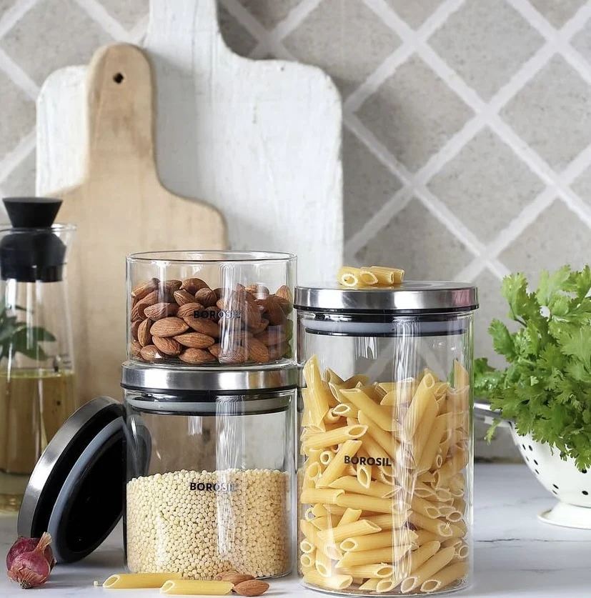 High Quality Borosilicate Spice Glass Jar Food Storage Containers With Bamboo Lids 4oz Airtight Good Jar Food Preservation Safe