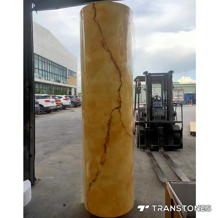 Customizable Decoration Material 6-30mm Yellow Onyx Marble Sheet Artificial Tile For Feature Wall