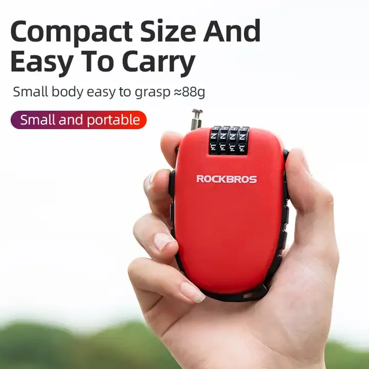 ROCKBROS Portable Combination Steel Cable Lock Telescopic Bicycle Lock Anti-theft Bike Password Wire Coded Lock