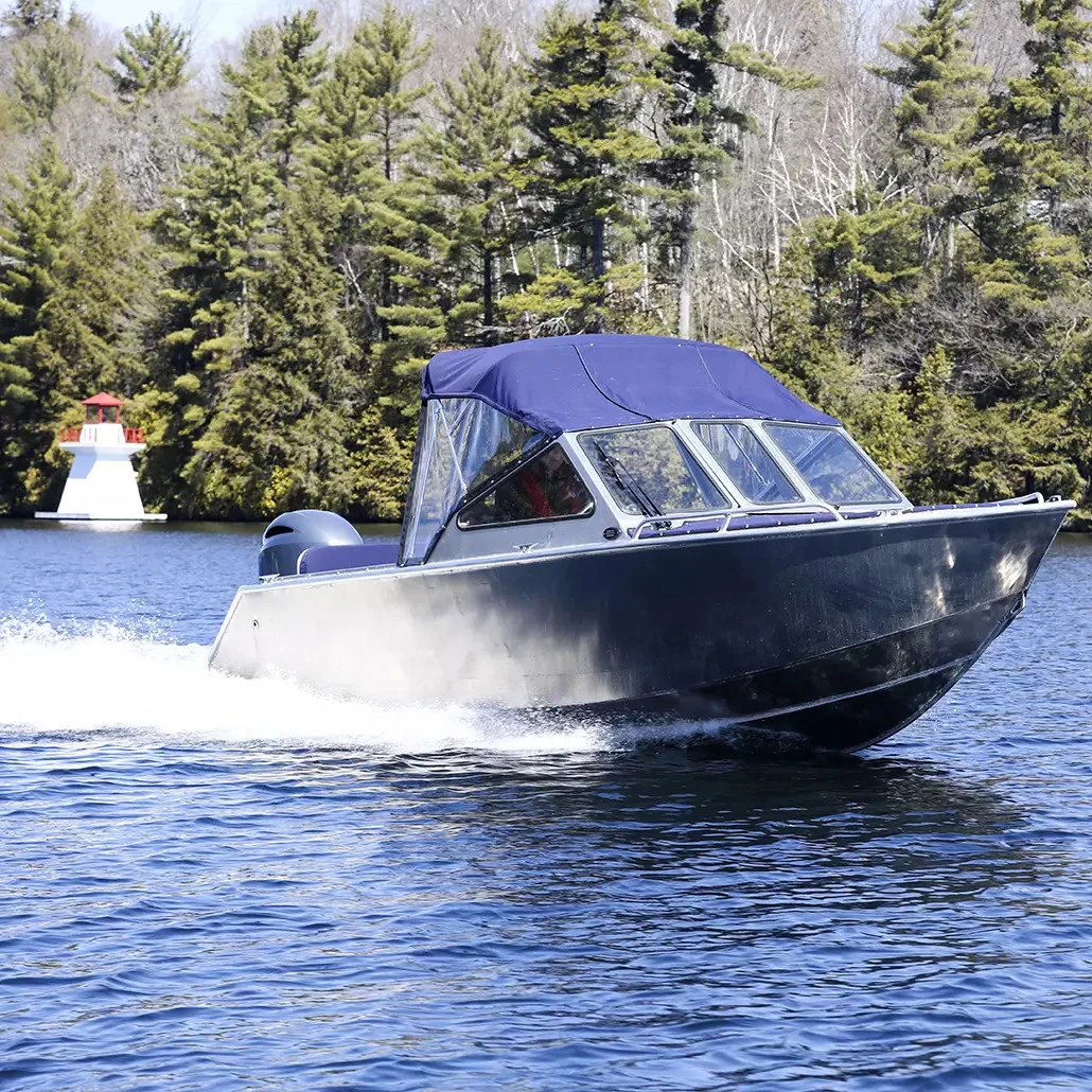 Soft Top All Weld  Aluminum Electric Sport  Fishing Boat with   forward mounted windshield