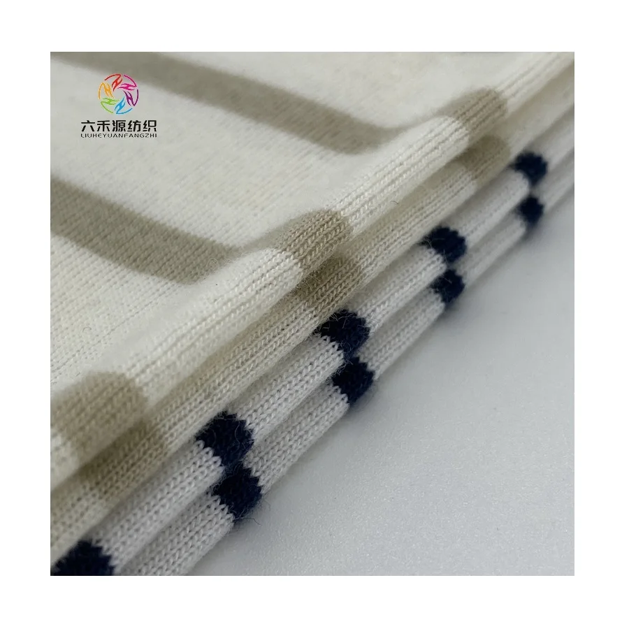 JYY Wholesale Suppliers Home Textile Jersey Knit Striped Polyester / Cotton Fabric