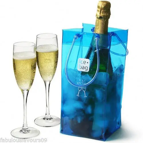 Factory price wine bottle cooler bag transparent clear PVC beer wine carrier bag ice cooler bag