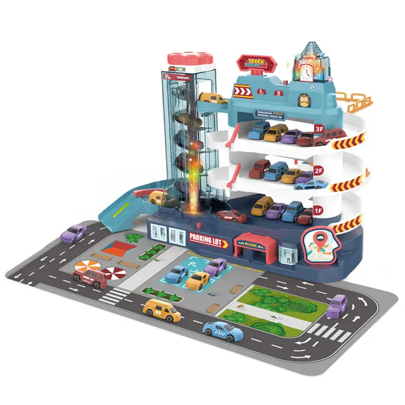 Large Size Park Building Toys CITY Kids Car Parking Lot Toy Set With 32 Cars