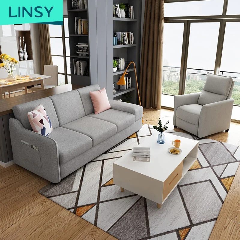 Simple modern living room three seats storage sofa bed combination small apartment furniture