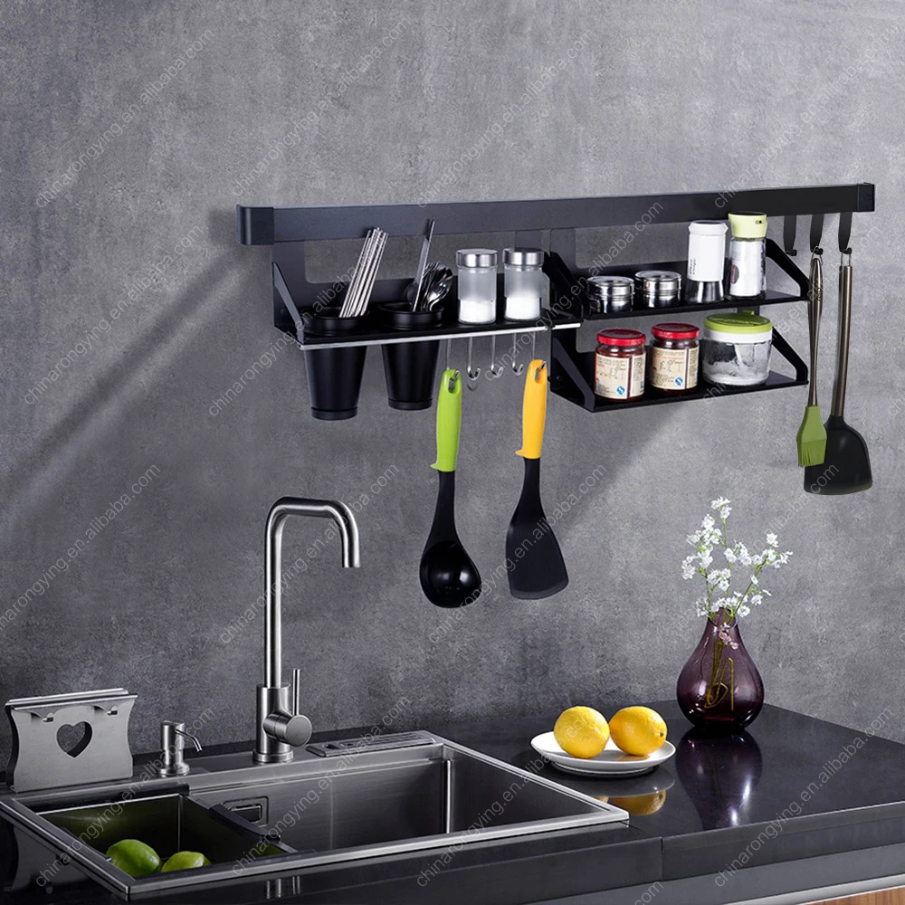 stainless steel 304 kitchen utensil spice storage hanging rack,combinable rack