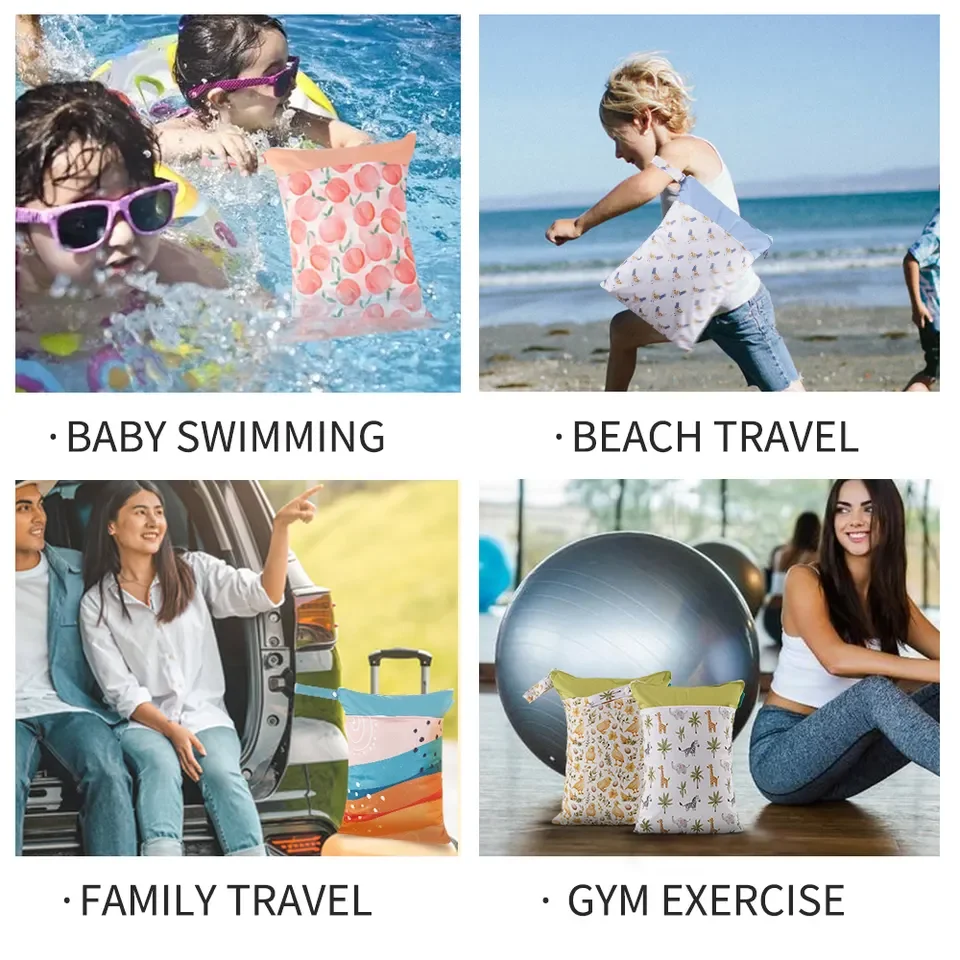 Happyflute Factory Wholesale Baby Cloth Diaper Wet Bag Waterproof Makeup Bag Traveling Gym Diaper For Pool Swimming Bathing Suit