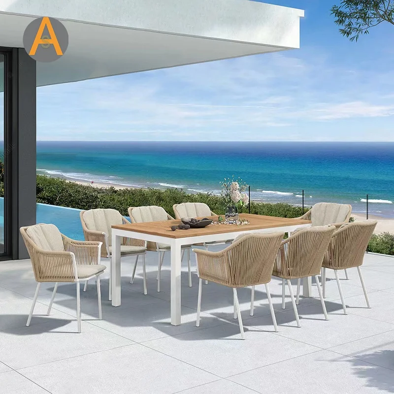 New design rope chair aluminum Beverage Shop balcony hotel garden outdoor chair for restaurant