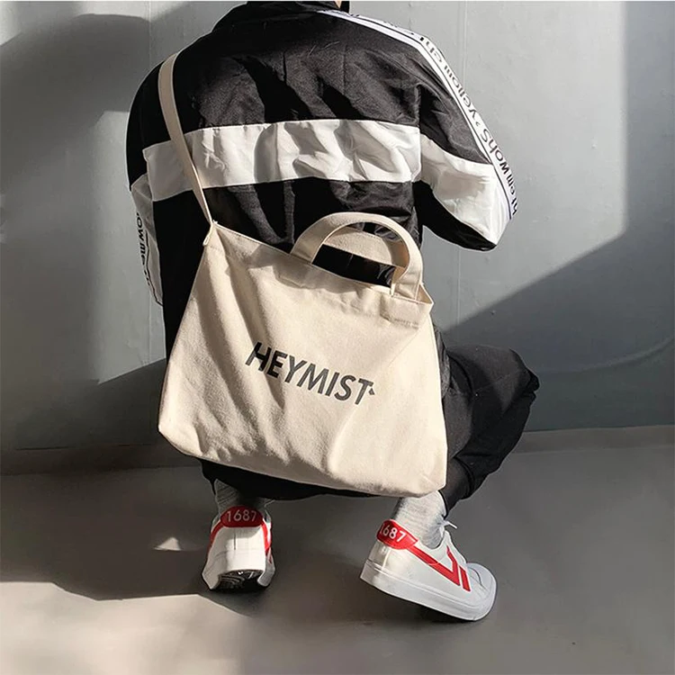 Wholesale Eco Friendly Custom Large Crossbody Cotton Canvas Tote Bag with Single Shoulder