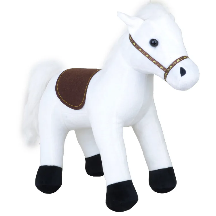 wholesale custom lovely Real Life White Horse Stuffed Plush Toy Standing Horse Animal Stuffed Toy for kids