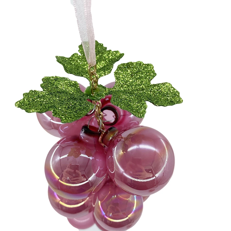 Wholesales Customized Colored 16cm Clear Glass Grape Bunches Ornament Harvest Fruits Thanksgiving Party Decoration