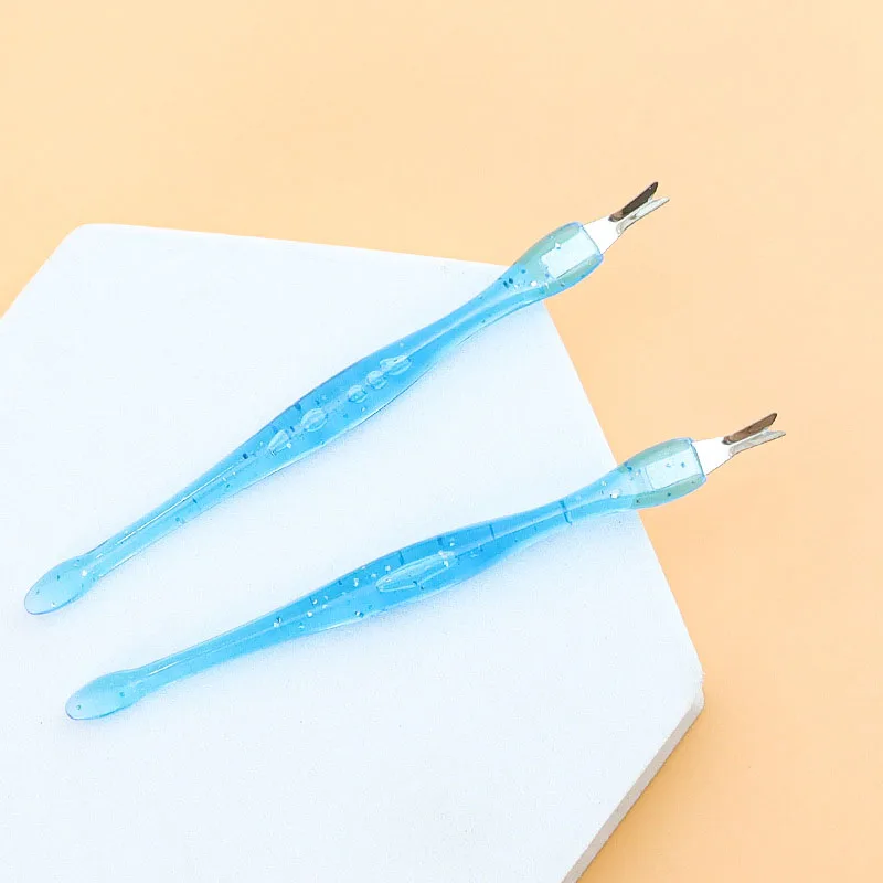 Transparent V Shaped Stainless Steel Pusher Manicure Care Tools Remove Dead Skin Nail Cuticle Remover Pusher Nail Clipper