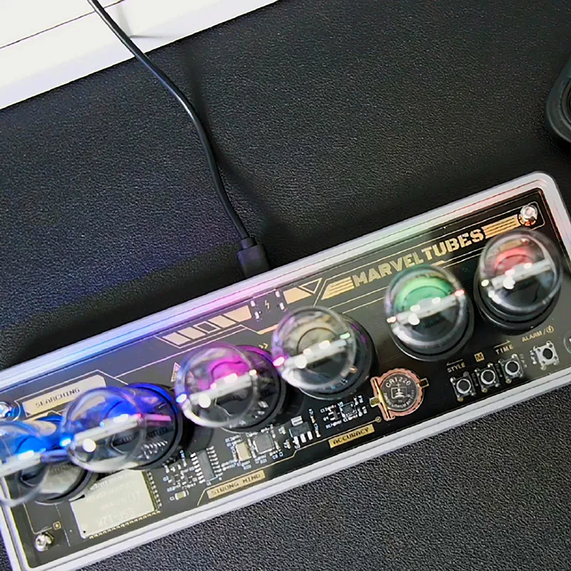 Nixie Tube IPS Vintage Digital Alarm Clock,6 Bit RGB Glow LCD Time Photo Display