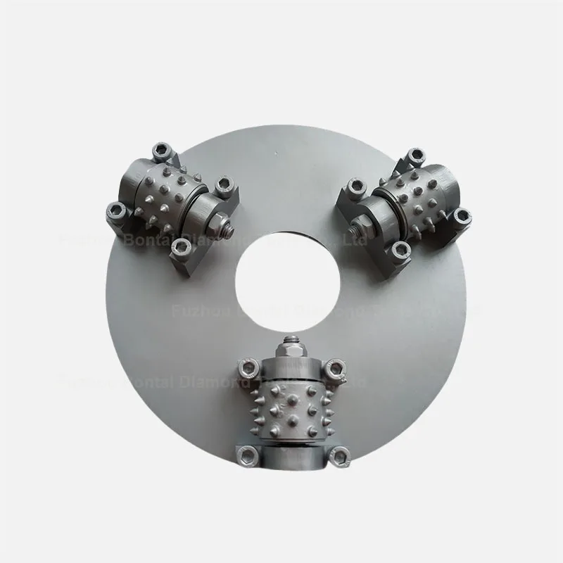 Bontai 240mm bush hammer plate with triple rollers for litchi surface grinding klindex bush hammer