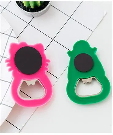 Hot Sale Portable Various Cute Mini Cartoon Silicone Metal Bottle Opener Beer Opener