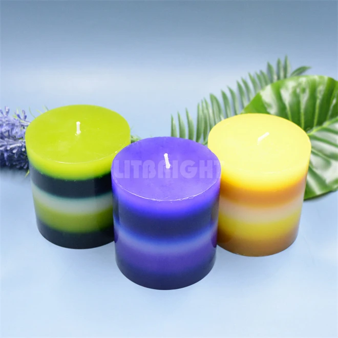 Pure cotton wick Flat top Pillar Candle Unscented Candles paraffin candle for Home Church Weddings