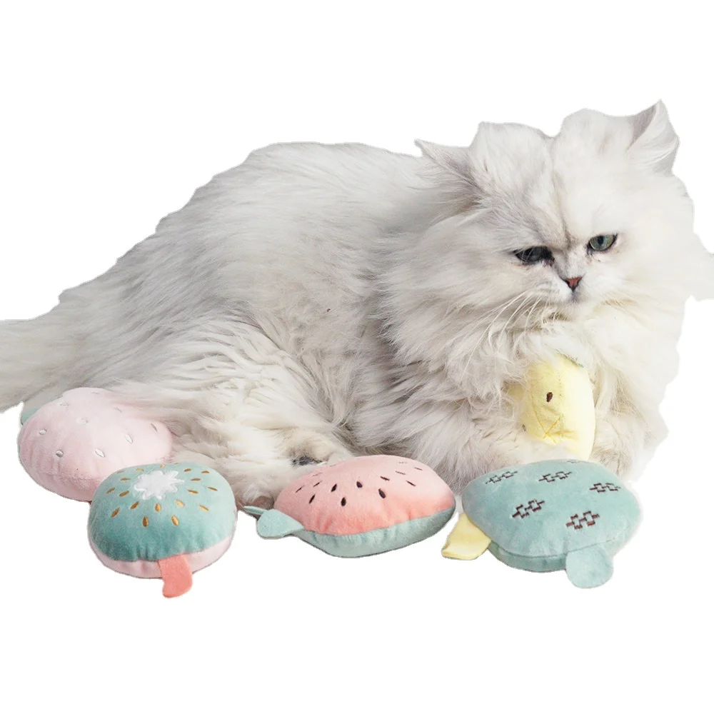 Fruit Plush Toys For Cat Puppy Cute Pet Interactive Squeaky Toy Soft Squeak Dog Toy