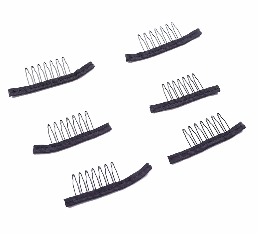 Hot Sale 7 Teeth 6 Teeth Wig Clip Comb Black Metal Stainless Steel Wig Combs for Making Wigs Ponytail Hair Extensions