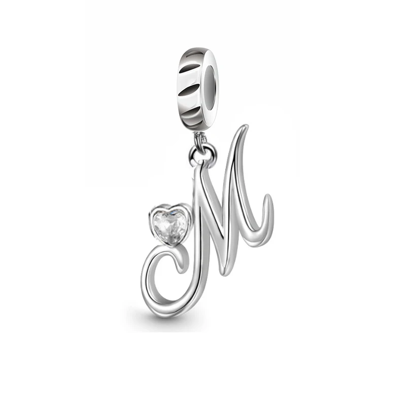 New Design Memorial Gift 925 Sterling Silver A-Z Letter Alphabet Beads Charms For Bracelet Jewelry Making