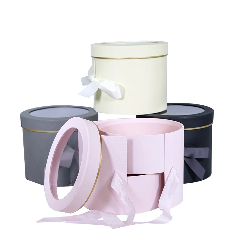 Cardboard Paper Round Makeup Wedding Flower Gift Box Packaging Roses Boxes