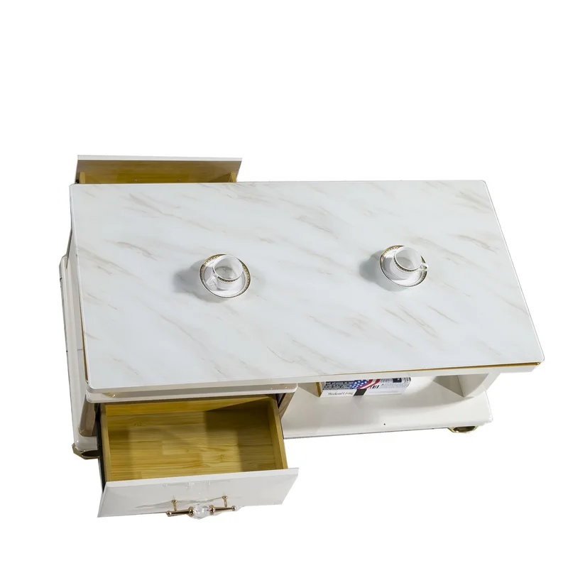 classic design square high gloss mdf modern wood tea corner with storage center mdf wooden glass coffee table