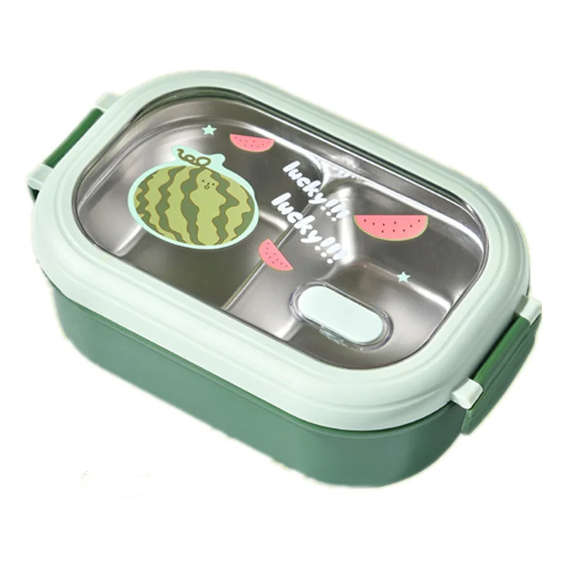 New 1000ml refreshing stainless steel lunch box fruit printed student bento box office water injection heating thermal lunchbox
