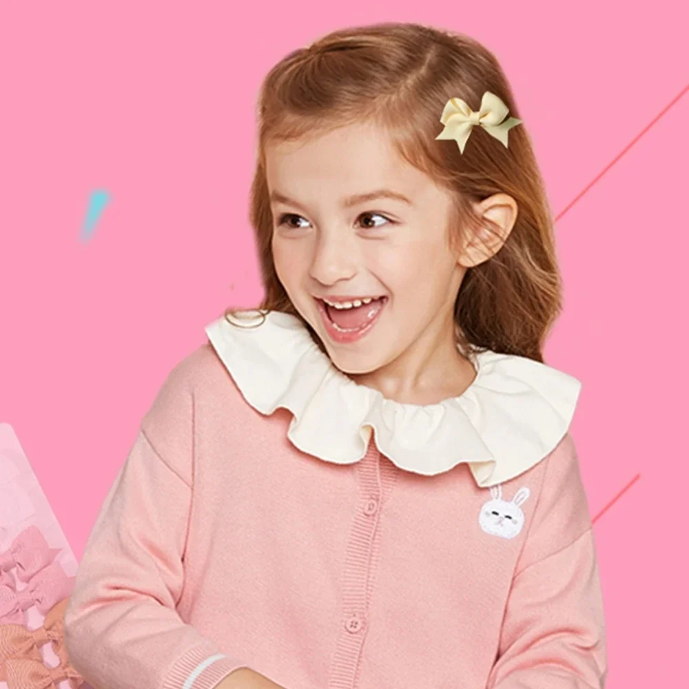 10Pcs/Set New Cute Solid Ribbon Bowknot Hair Clips for Baby Girls Handmade Bows Hairpin Barrettes Headwear Baby Hair Accessories